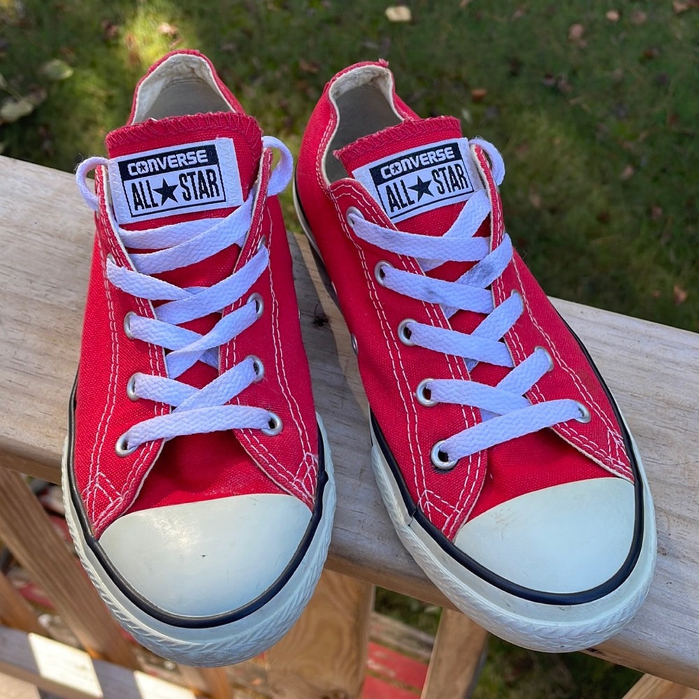 Converse All-Star Low Cut RED Sneakers Size Youth 3 - Picture 1 of 10
